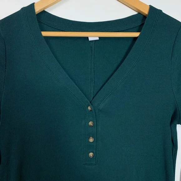 Old Navy Womens Dress Rib-Knit Henley Midi Sz Large Emerald Isle Ribbed Comfort - Picture 3 of 9